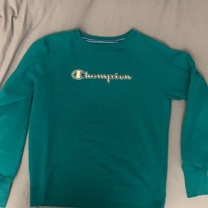 greenish/blue Champion crew neck